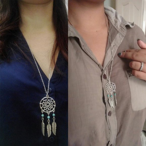 💎 Woman Dream Catcher Necklace Chain Pendant Bohemian - Picture 3 of 3